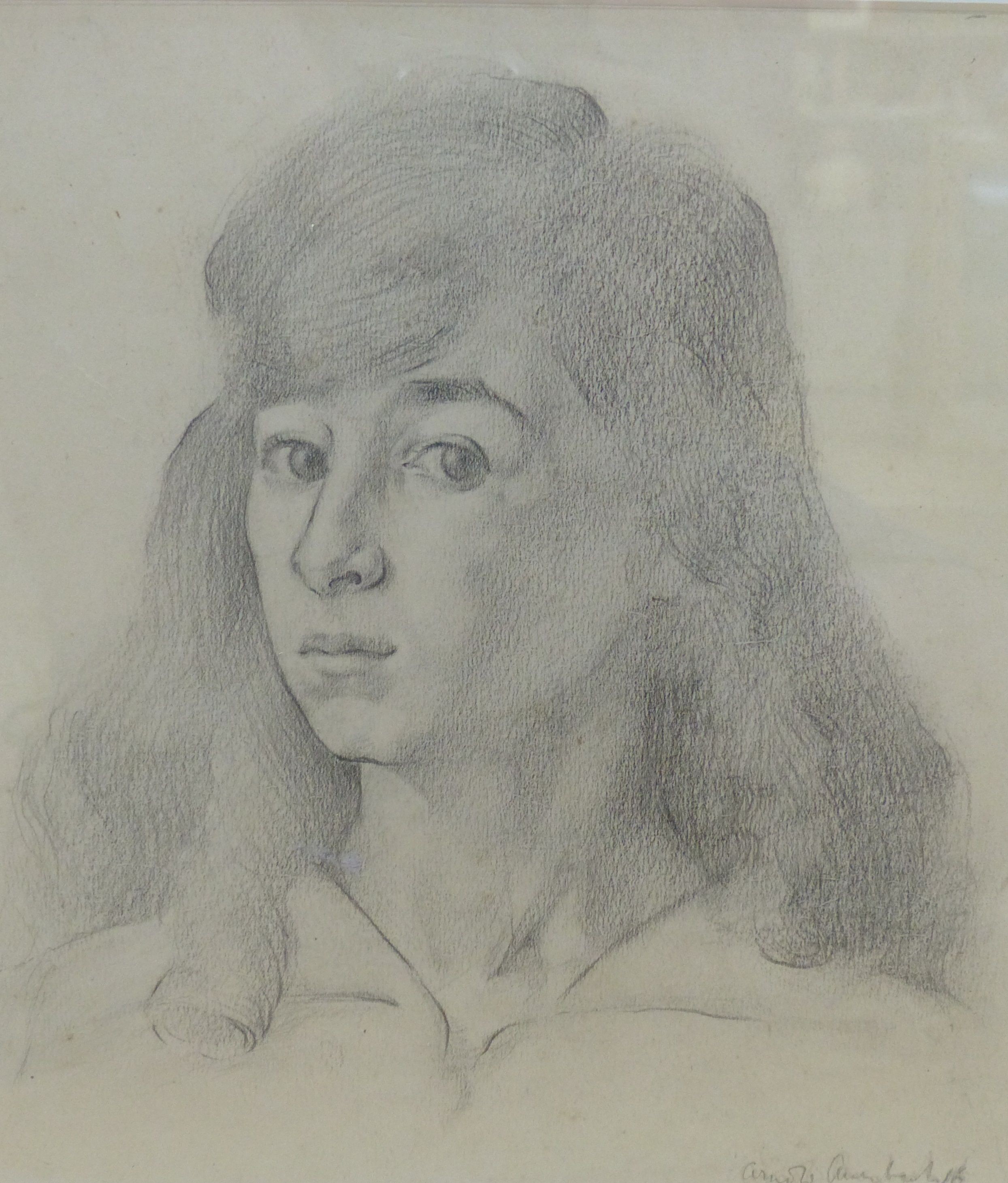 Arnold Auerbach (1898-1978), pencil, Portrait of a young woman, signed and dated '16, 25 x 23cm